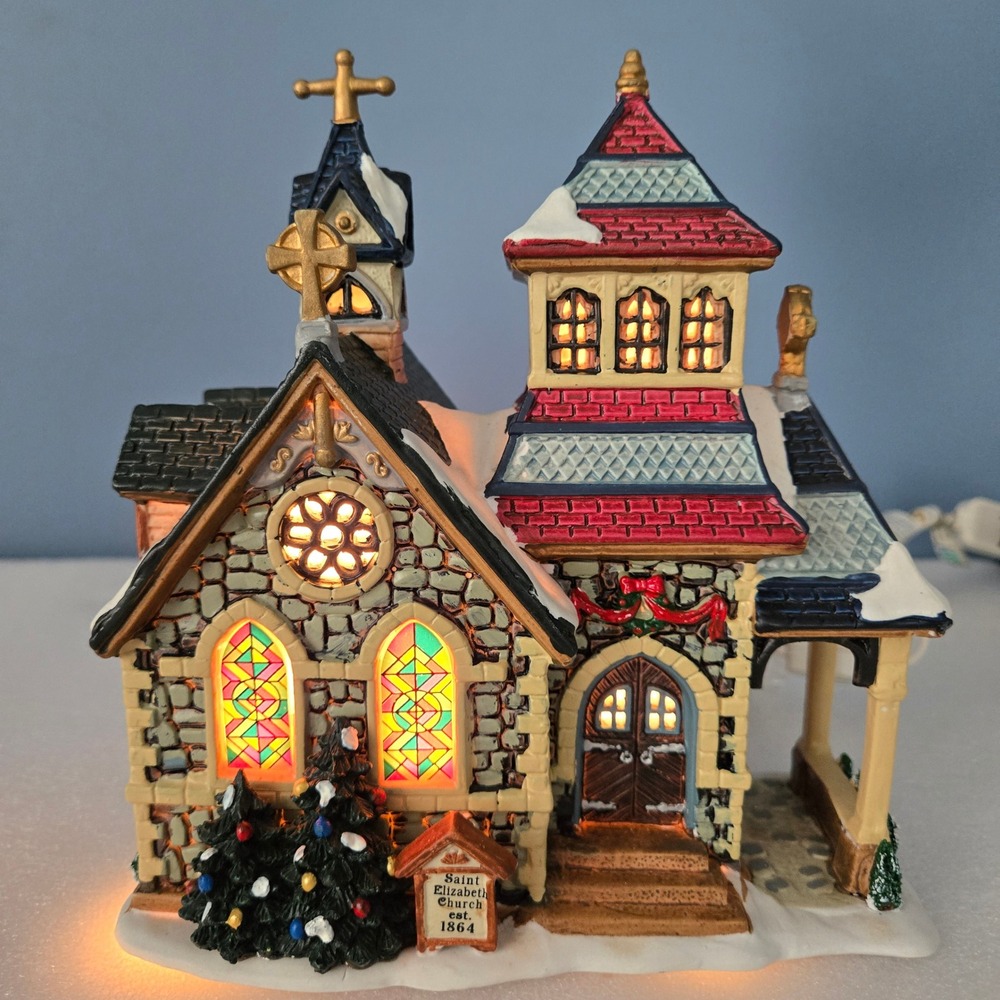 Lemax 2001 Saint Elizabeth Church Lighted Christmas Village Building Decor